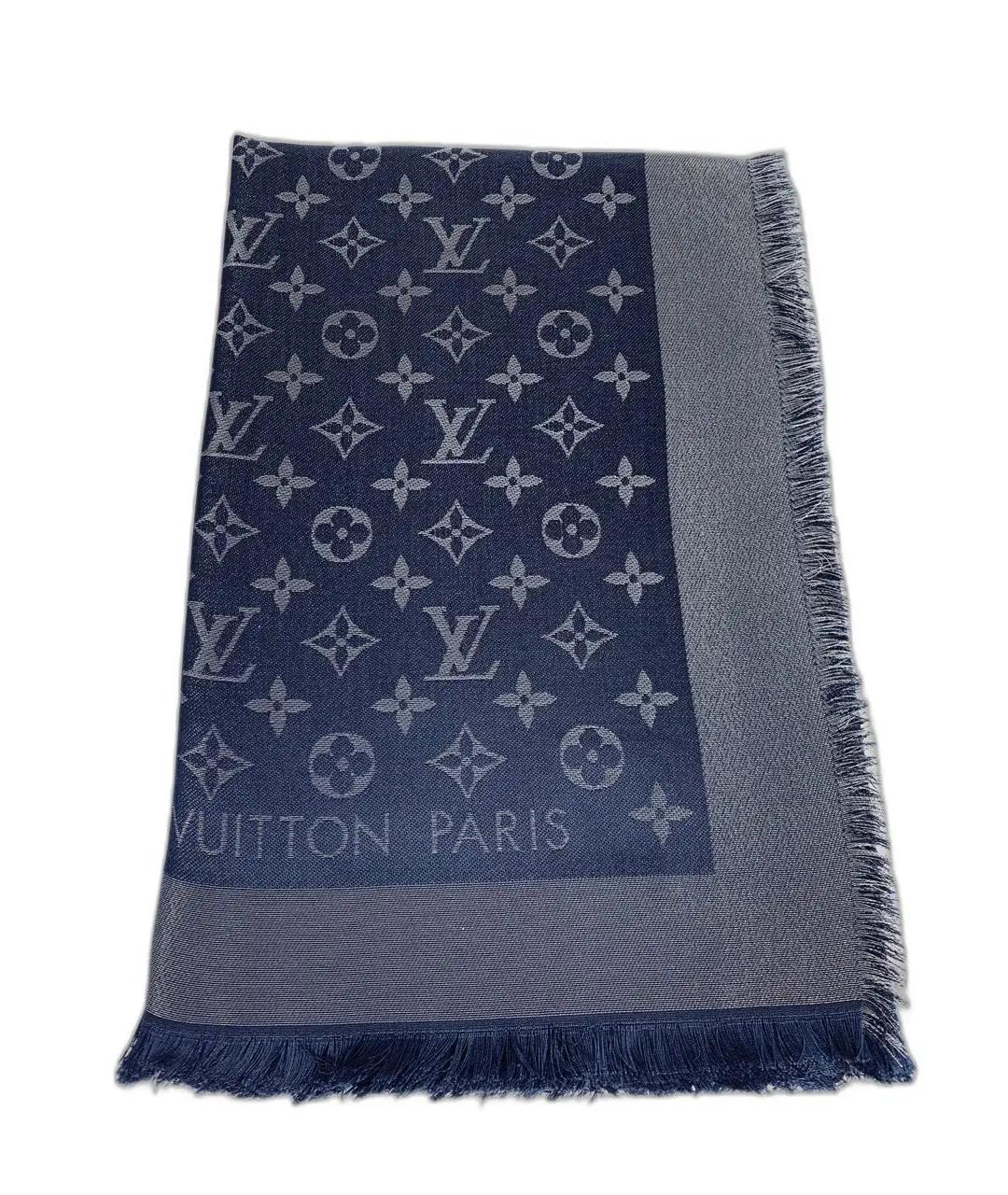 LOUIS VUITTON PRE-OWNED Синий шерстяной платок, фото 1