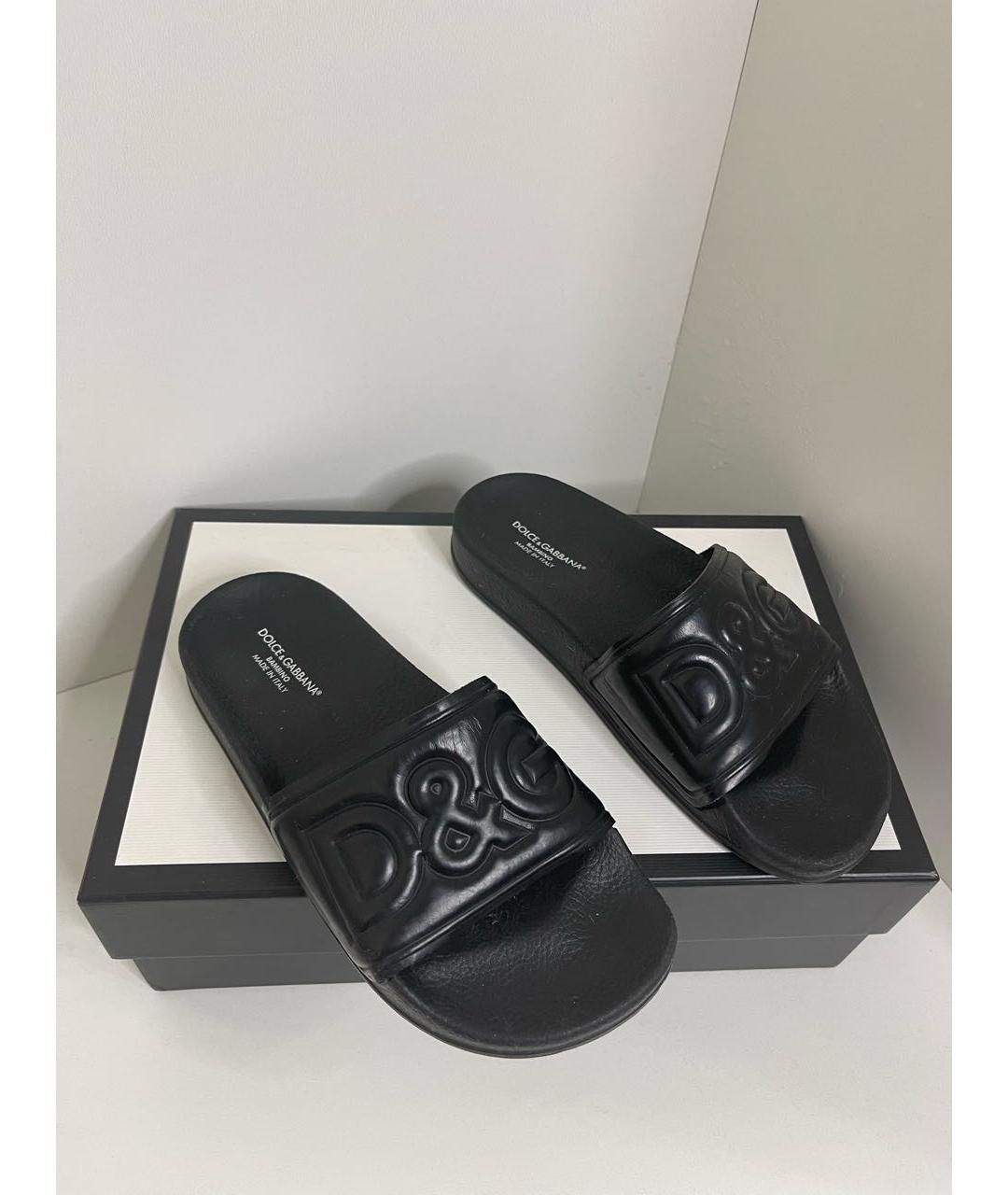 DOLCE&GABBANA Черные шлепанцы, фото 5