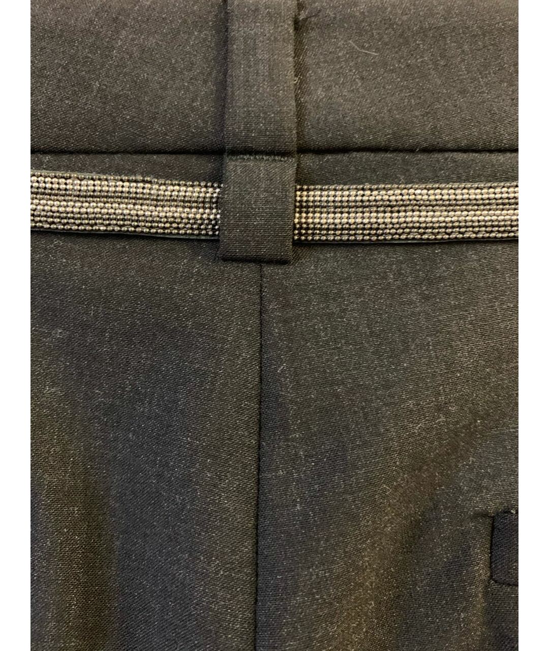 BRUNELLO CUCINELLI Антрацитовые шерстяные прямые брюки, фото 6