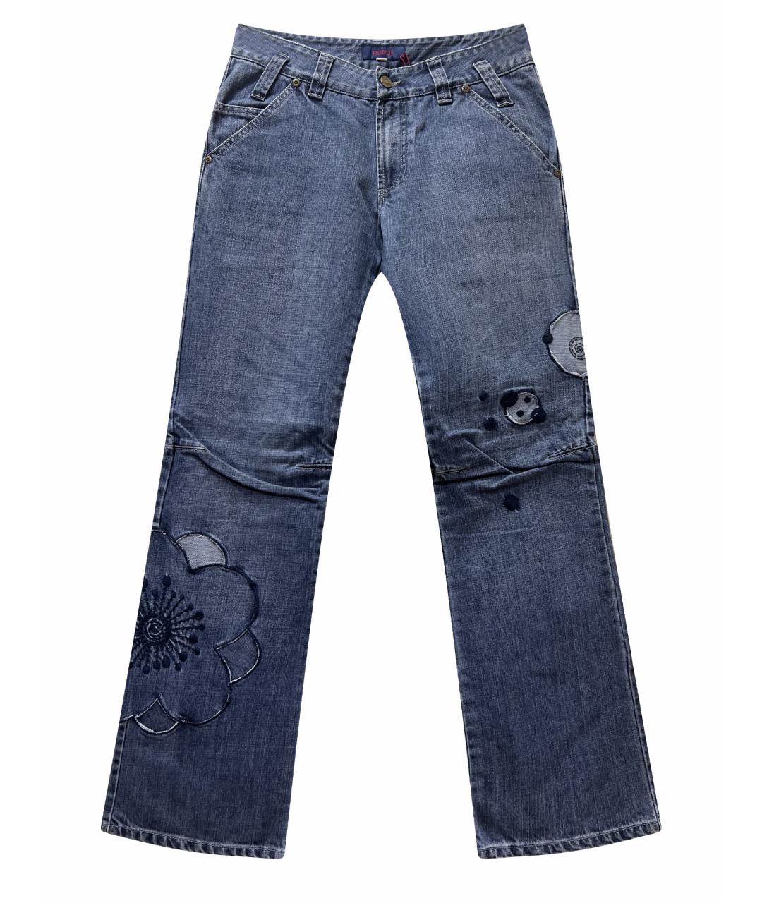 KENZO Голубые хлопковые прямые джинсы, фото 1