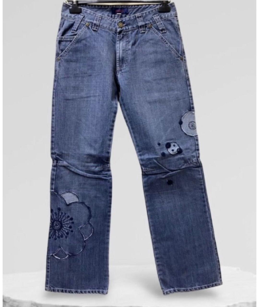 KENZO Голубые хлопковые прямые джинсы, фото 4