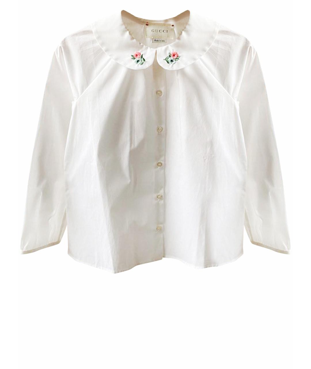 GUCCI Белая хлопковая блузка для девочек, фото 1