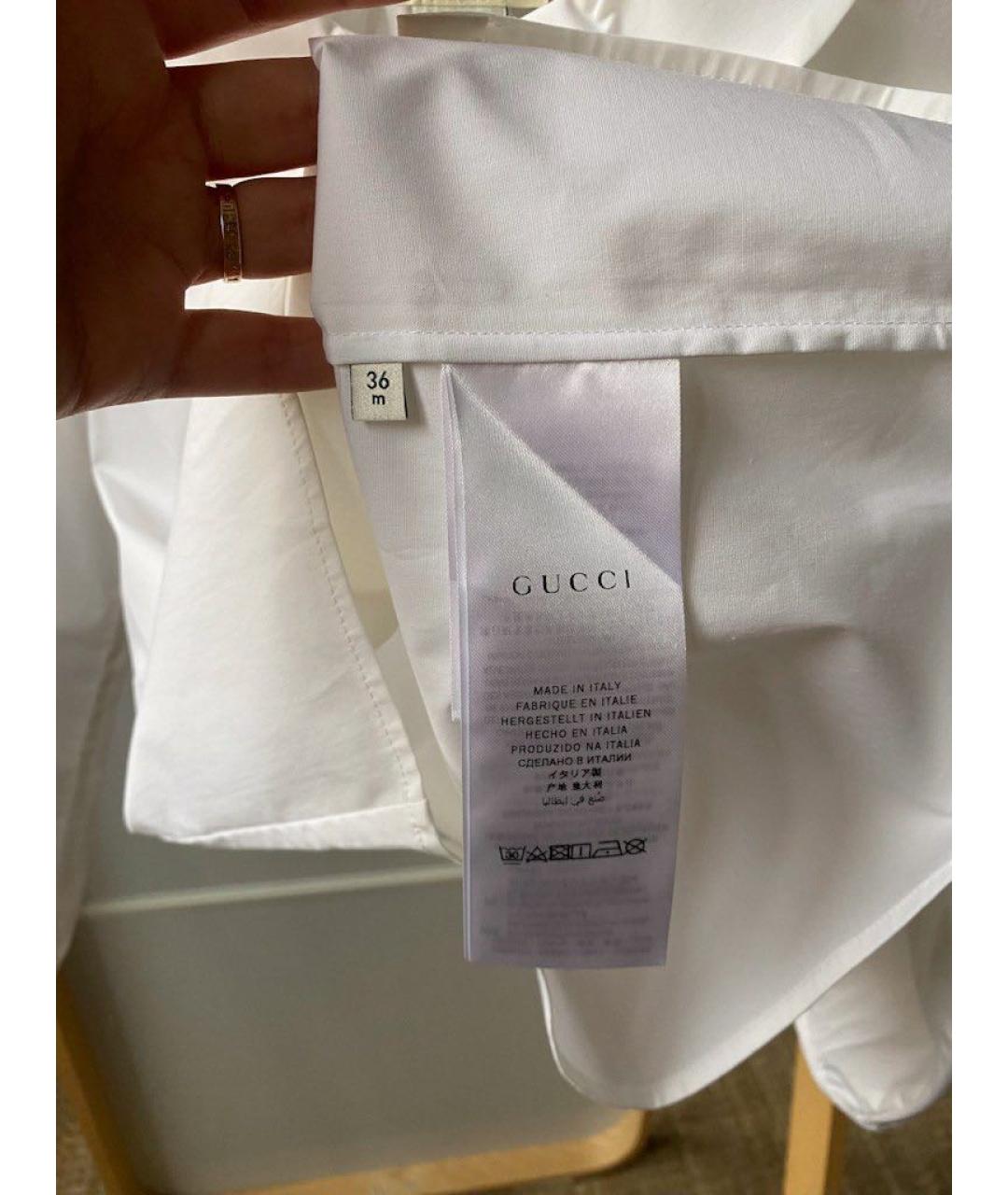 GUCCI Белая хлопковая блузка для девочек, фото 4