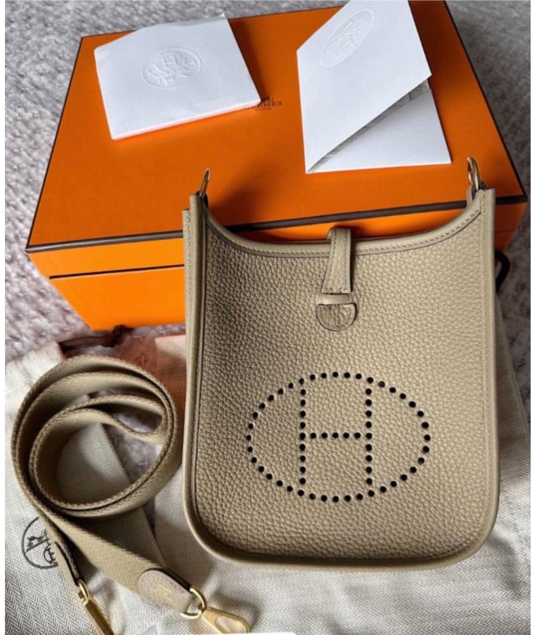 HERMES Бежевая кожаная сумка через плечо, фото 3