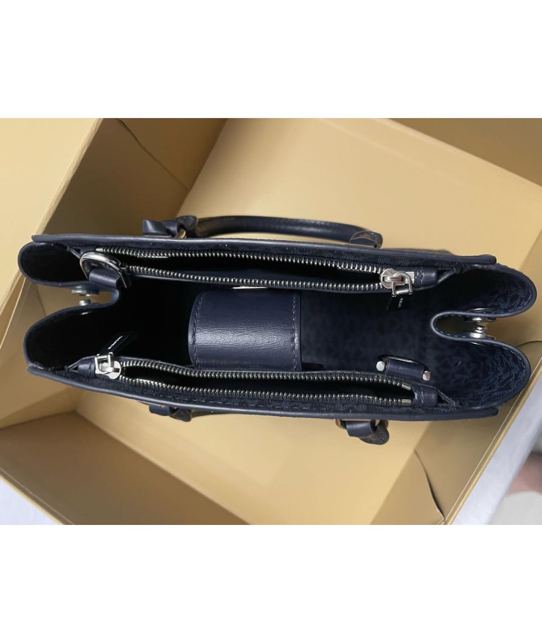 MICHAEL KORS Темно-синяя кожаная сумка с короткими ручками, фото 4