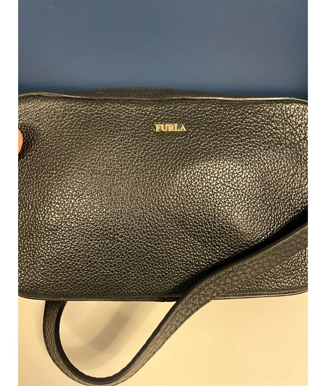 FURLA Черная кожаная сумка через плечо, фото 7
