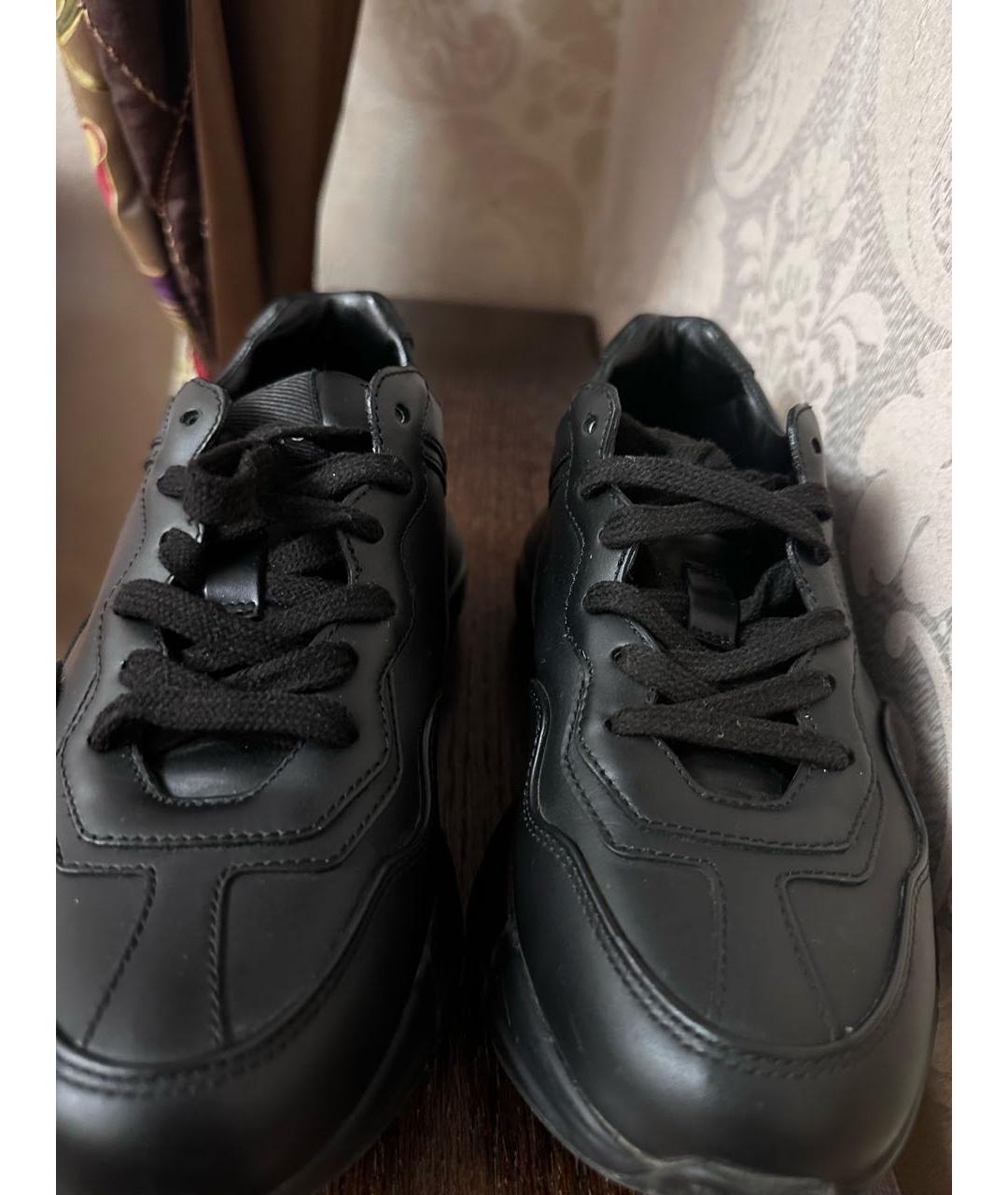 GUCCI Черные кожаные кроссовки, фото 2