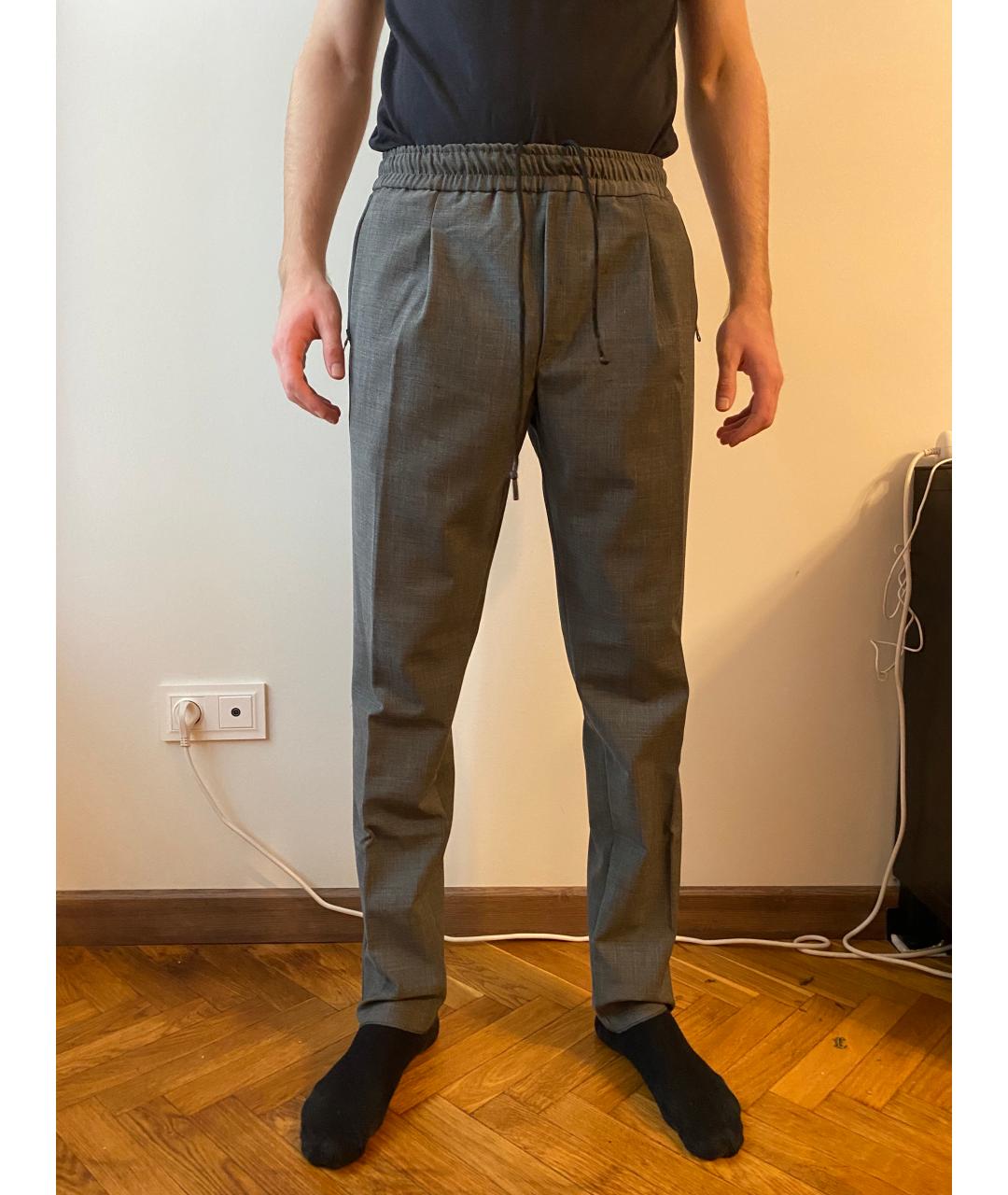 LIU JO Серые шерстяные повседневные брюки, фото 3