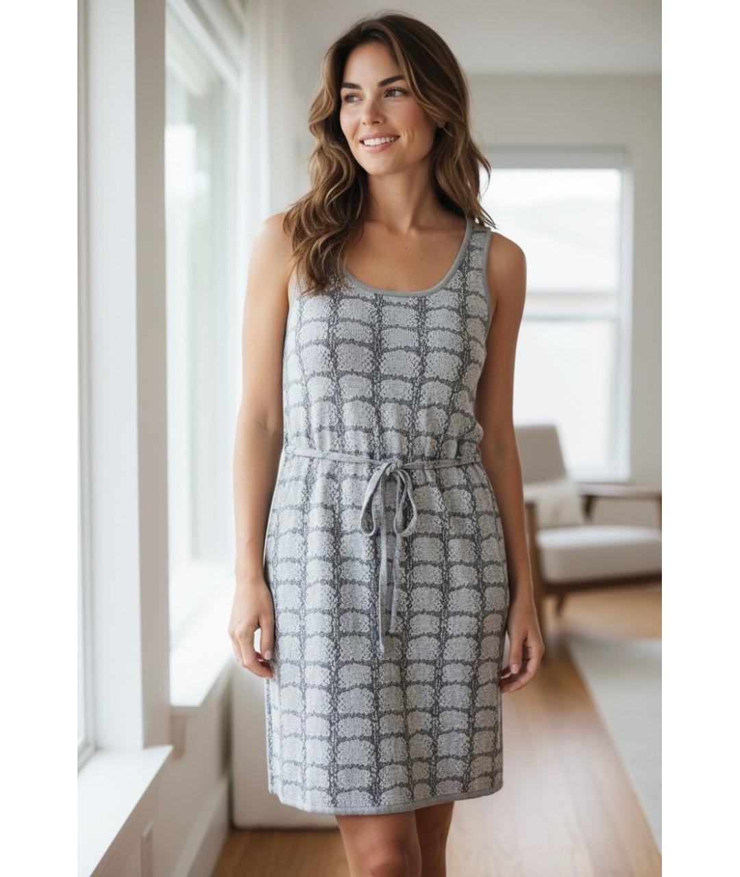 HUGO BOSS Серое вискозное коктейльное платье, фото 8