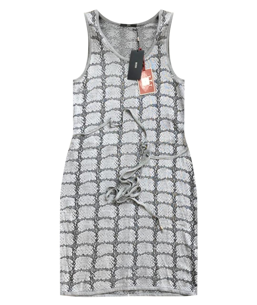 HUGO BOSS Серое вискозное коктейльное платье, фото 1