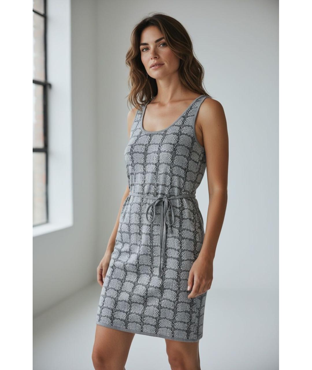 HUGO BOSS Серое вискозное коктейльное платье, фото 4