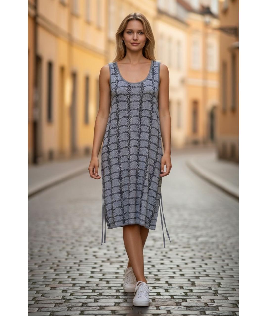 HUGO BOSS Серое вискозное коктейльное платье, фото 8