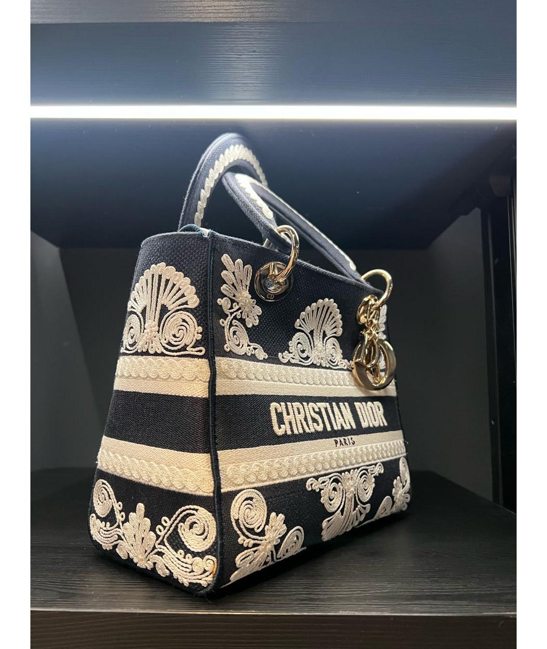 CHRISTIAN DIOR PRE-OWNED Темно-синяя тканевая сумка с короткими ручками, фото 2