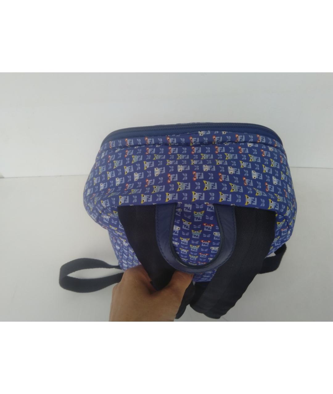 FENDI Темно-синий синтетический рюкзак, фото 3