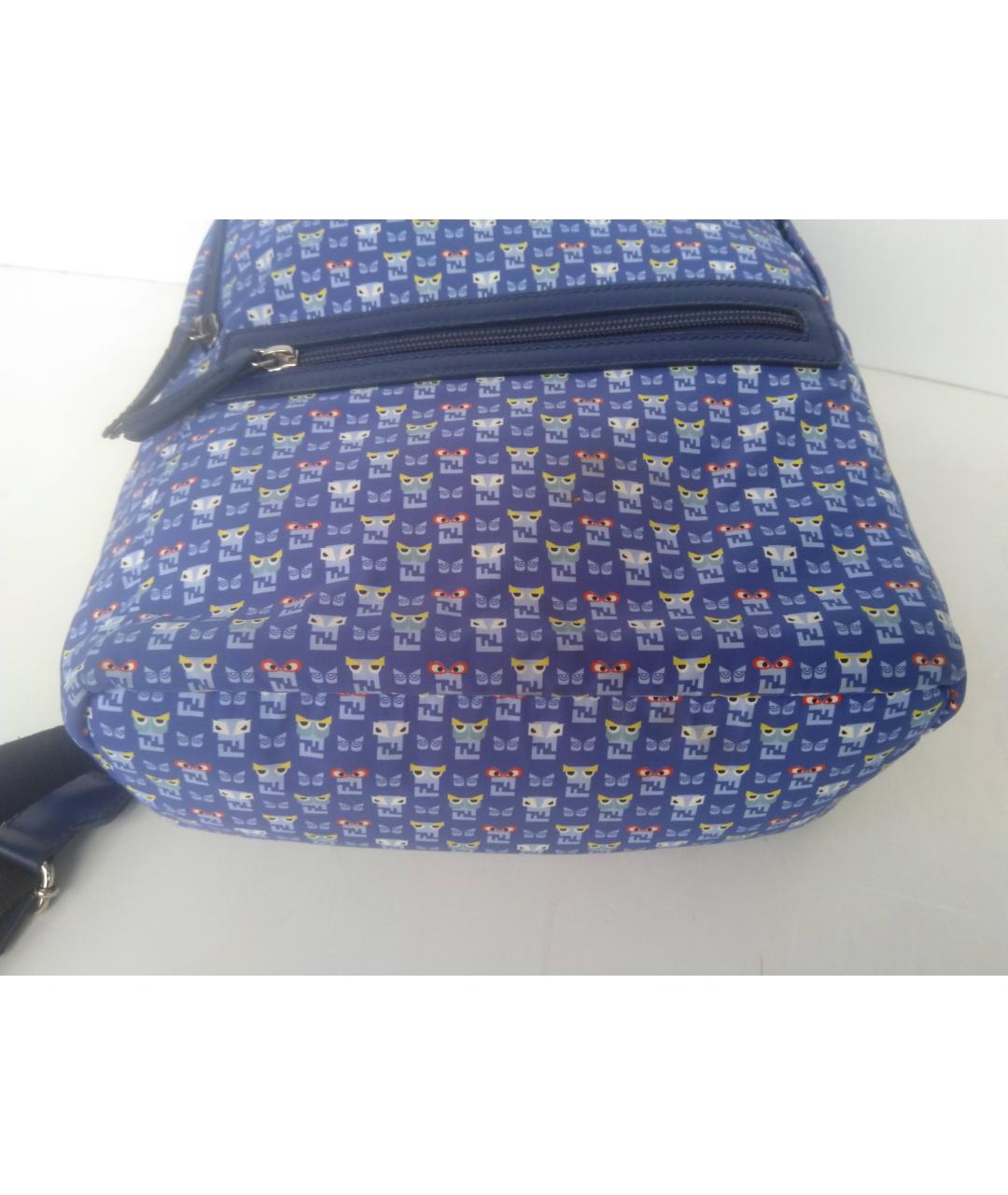 FENDI Темно-синий синтетический рюкзак, фото 4