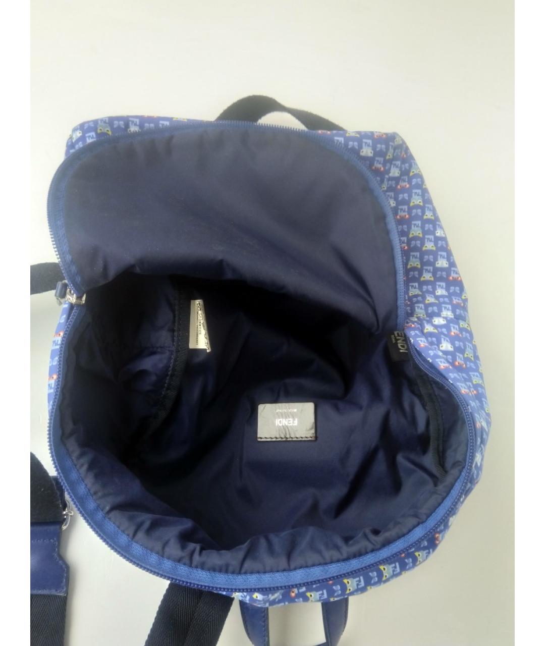 FENDI Темно-синий синтетический рюкзак, фото 5