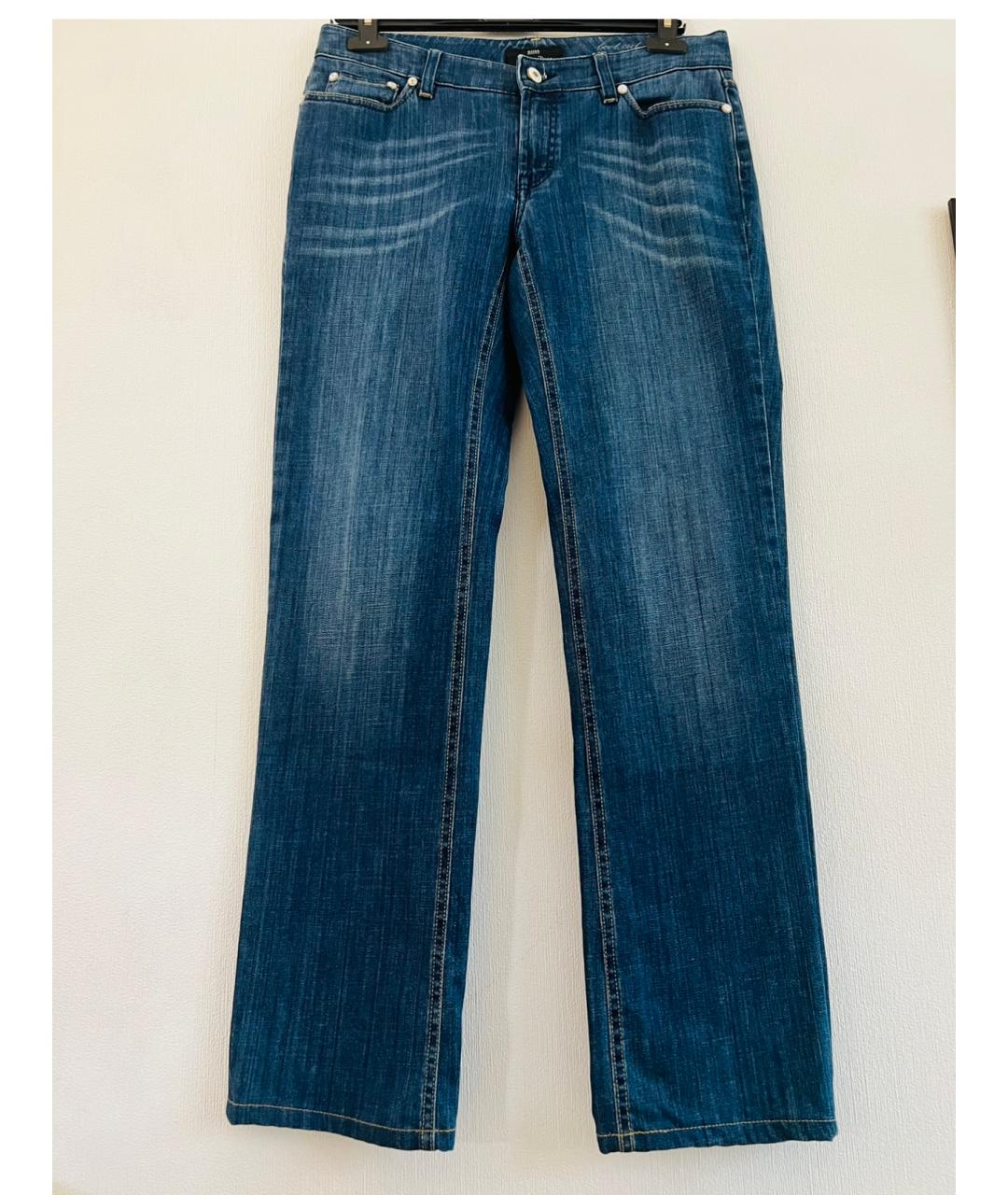 HUGO BOSS Синие хлопко-эластановые прямые джинсы, фото 10