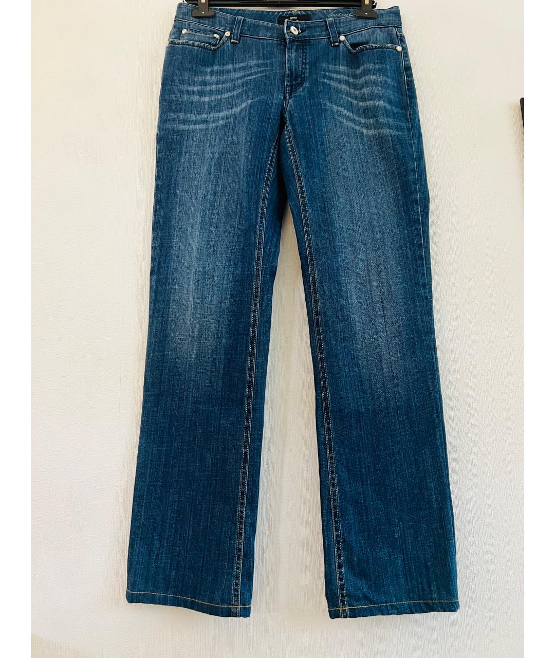 HUGO BOSS Синие хлопко-эластановые прямые джинсы, фото 9
