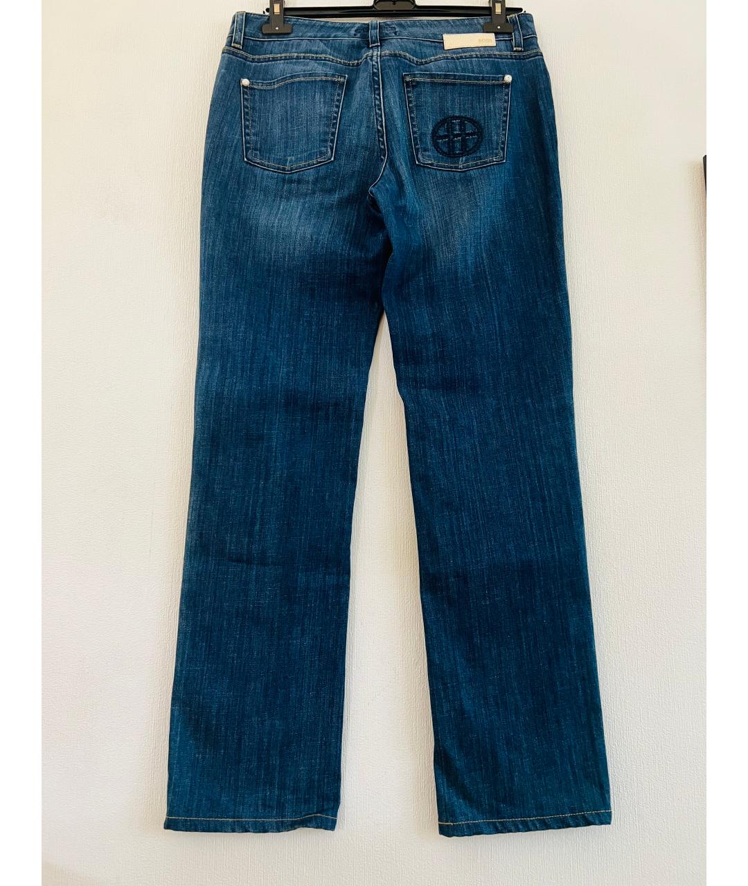 HUGO BOSS Синие хлопко-эластановые прямые джинсы, фото 8