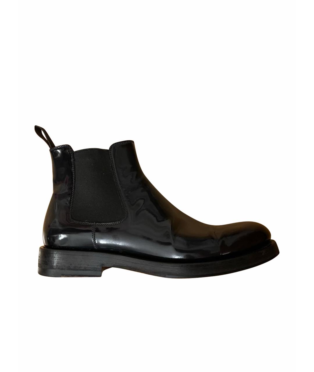 SANTONI Темно-синие кожаные ботинки, фото 1