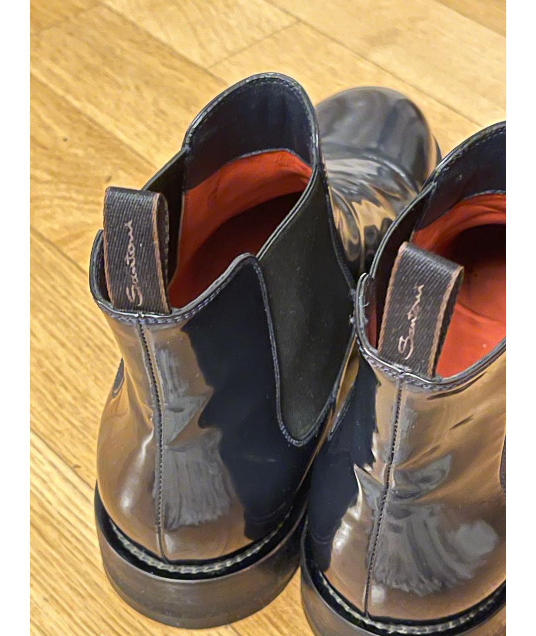 SANTONI Темно-синие кожаные ботинки, фото 8