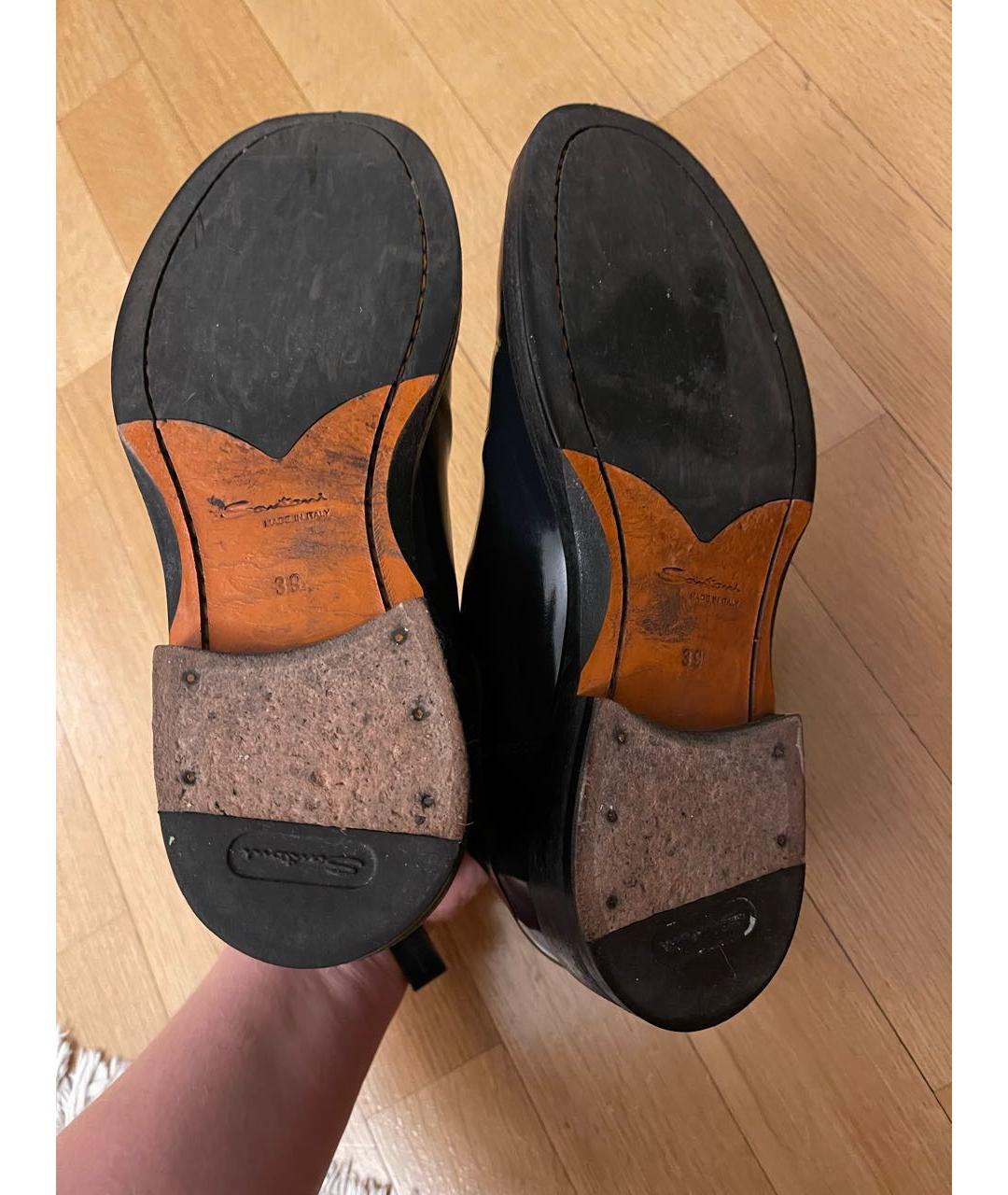 SANTONI Темно-синие кожаные ботинки, фото 6