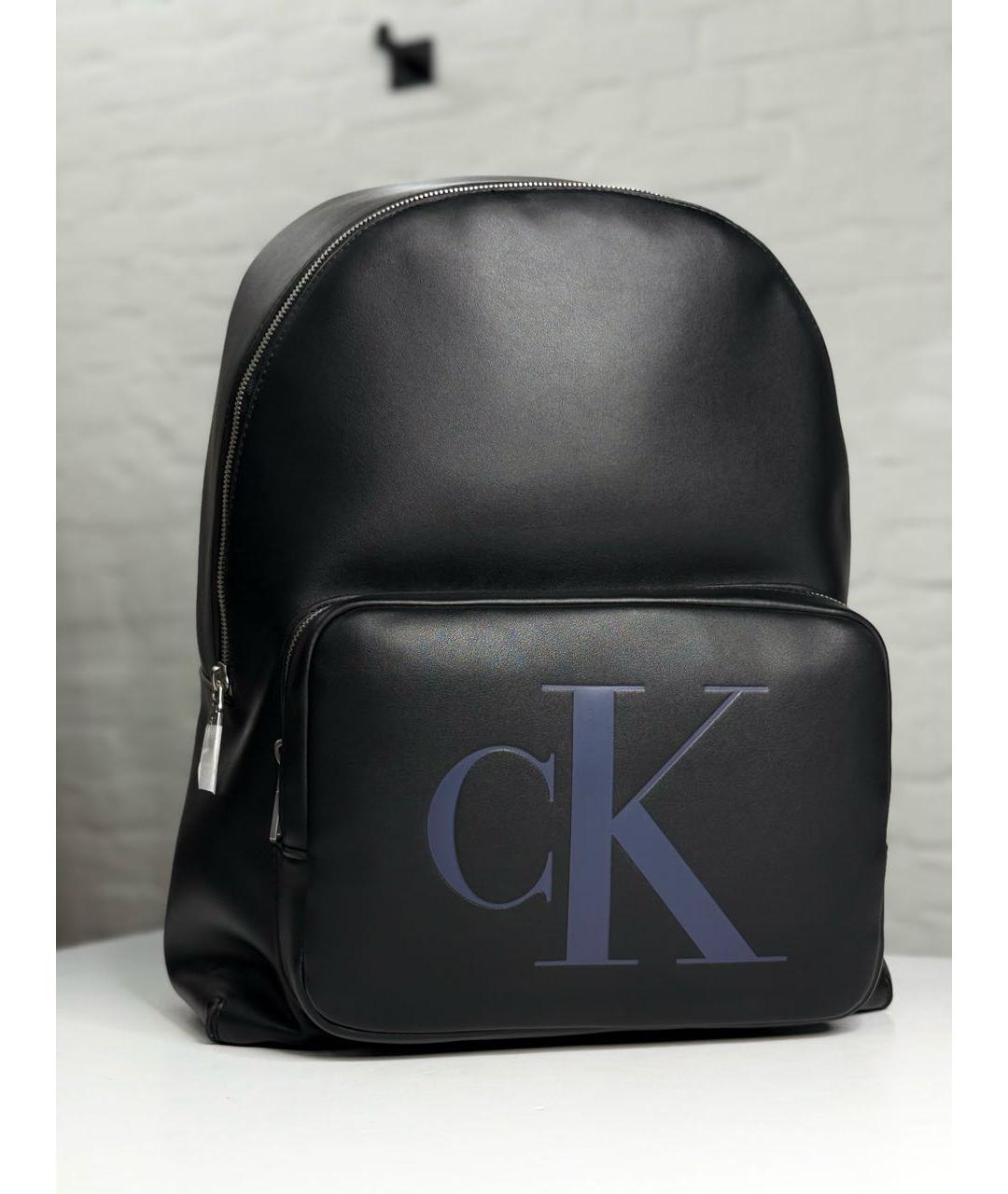 CALVIN KLEIN JEANS Черный кожаный рюкзак, фото 2
