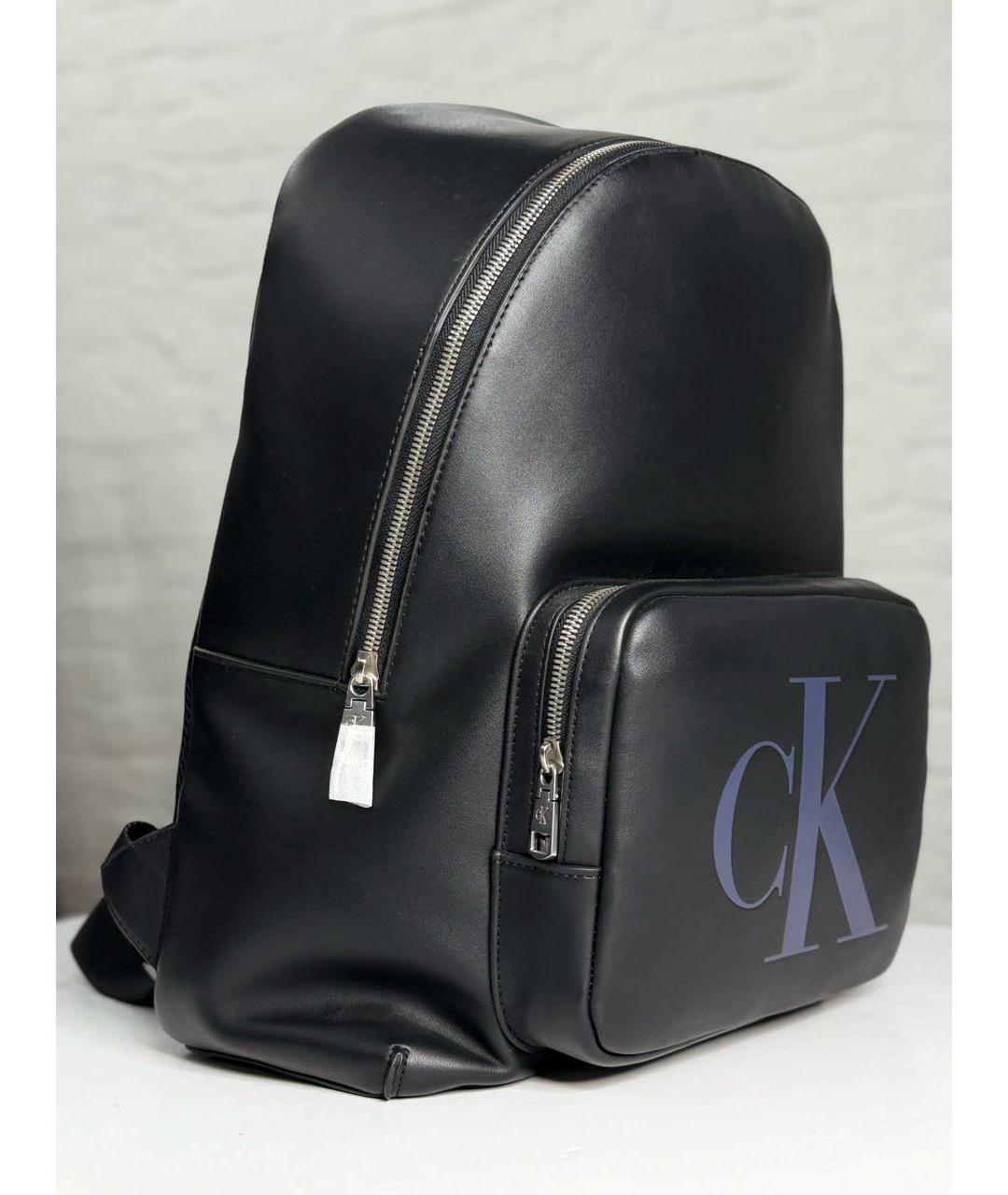 CALVIN KLEIN JEANS Черный кожаный рюкзак, фото 3