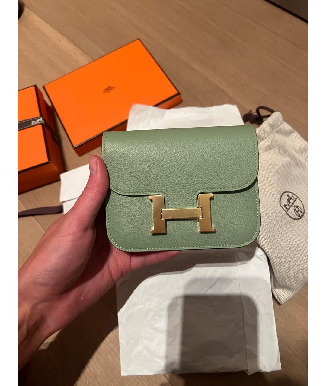 HERMES PRE-OWNED Салатовая кожаная поясная сумка, фото 5