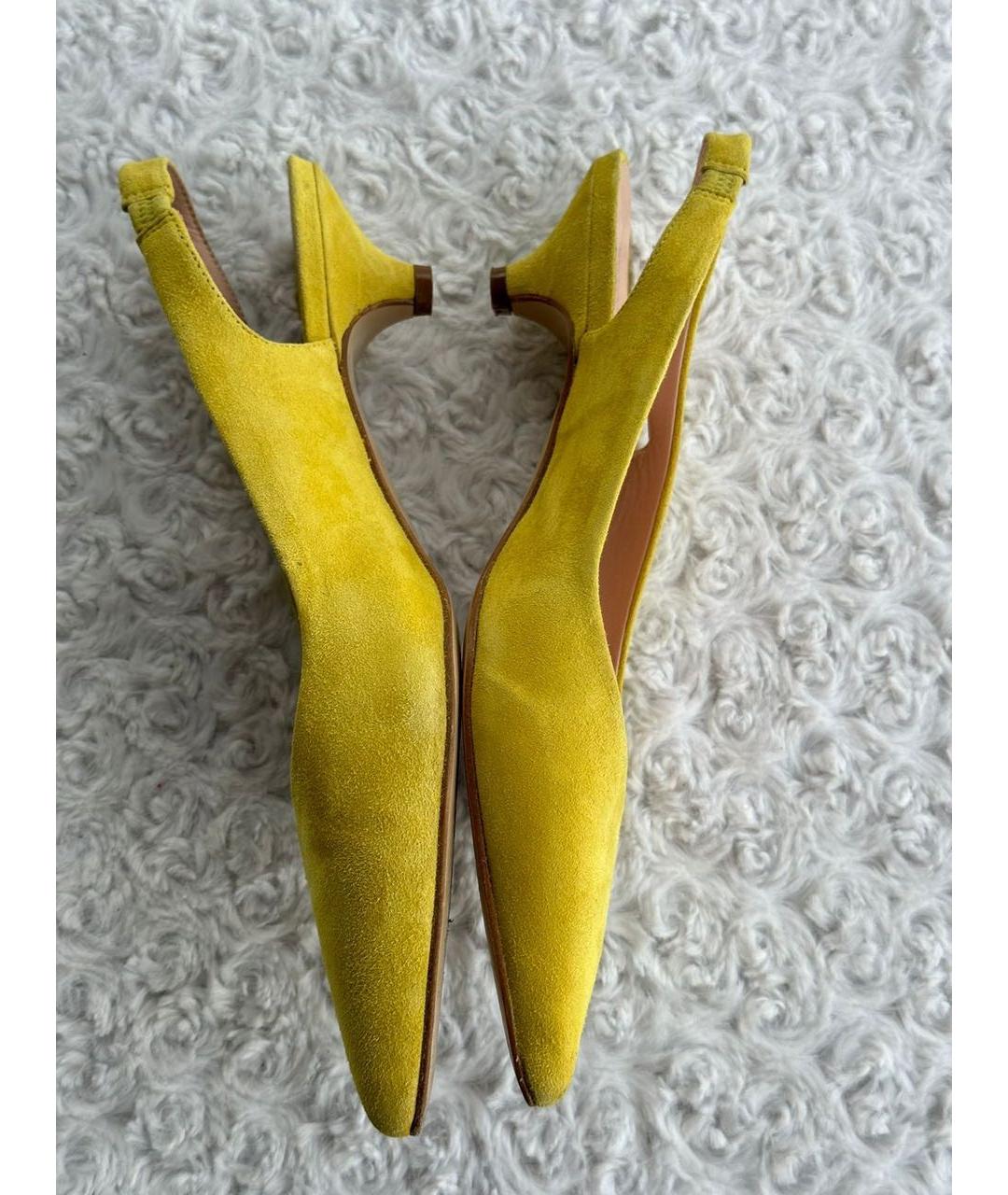 ERMANNO ERMANNO Желтые замшевые лодочки на низком каблуке, фото 3