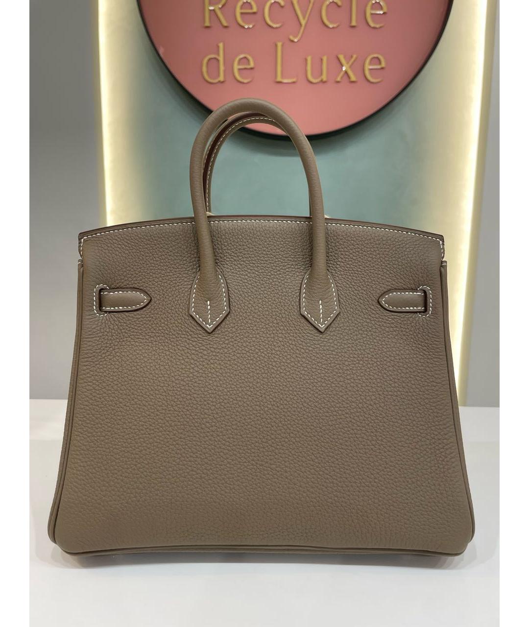 HERMES Бежевая кожаная сумка с короткими ручками, фото 3