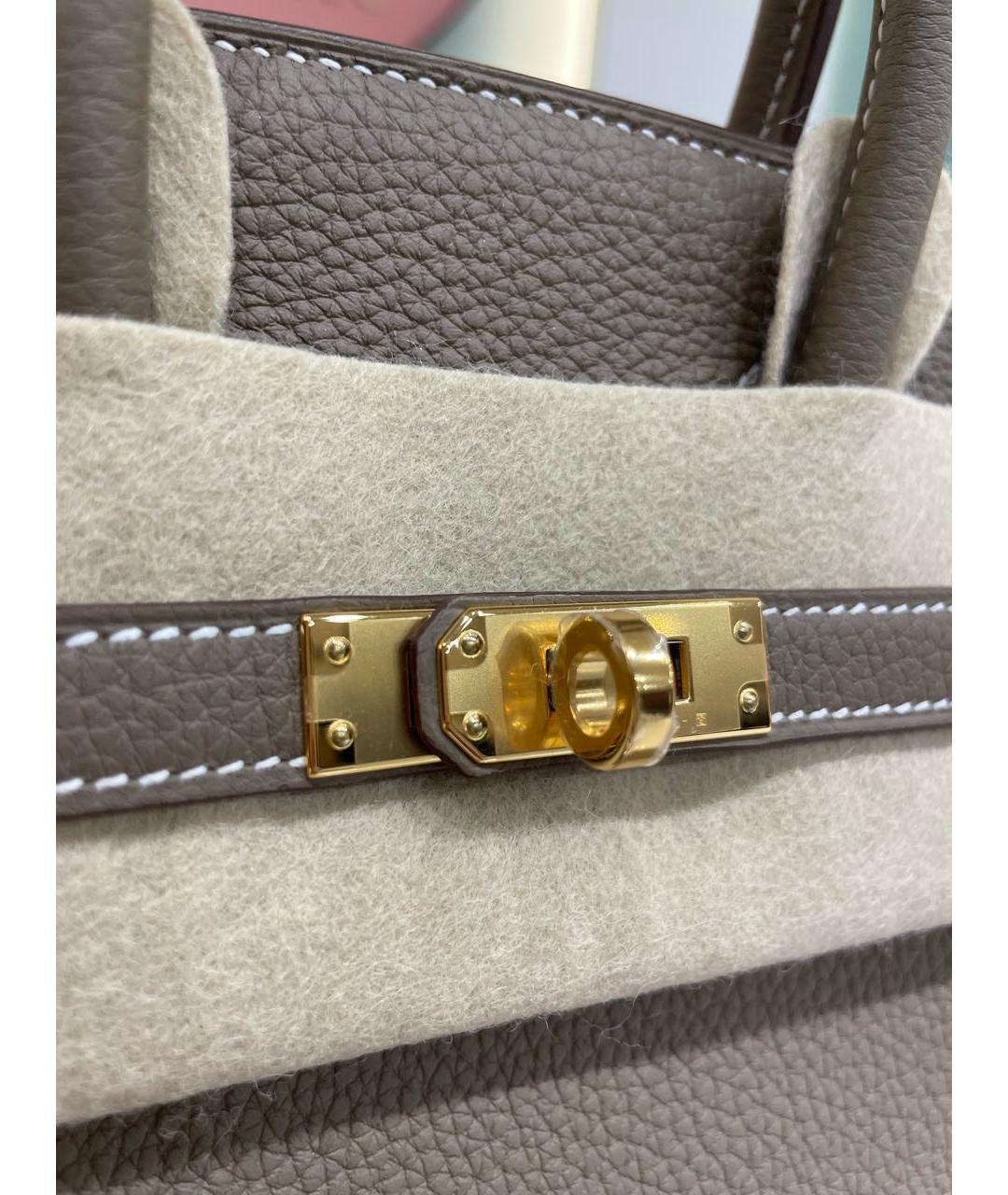 HERMES Бежевая кожаная сумка с короткими ручками, фото 5