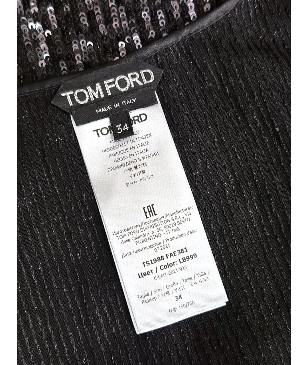 TOM FORD Черная полиэстеровая футболка, фото 5
