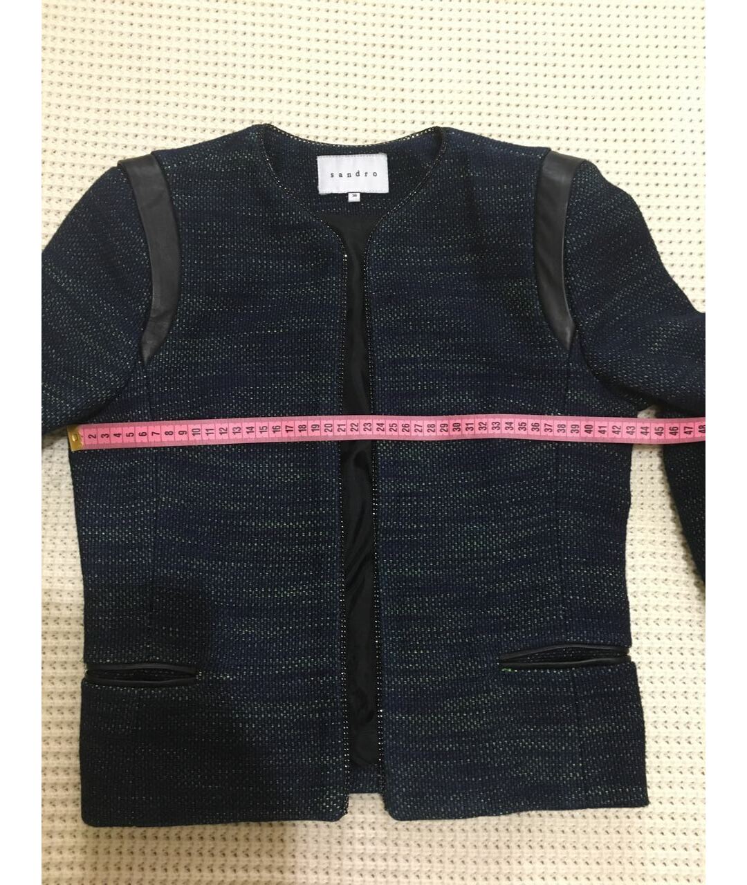 SANDRO Темно-синий хлопковый жакет/пиджак, фото 7