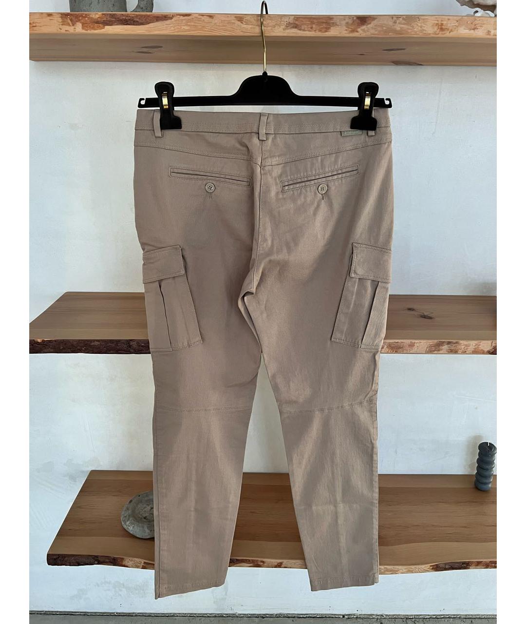 MONCLER Бежевые хлопковые брюки узкие, фото 3