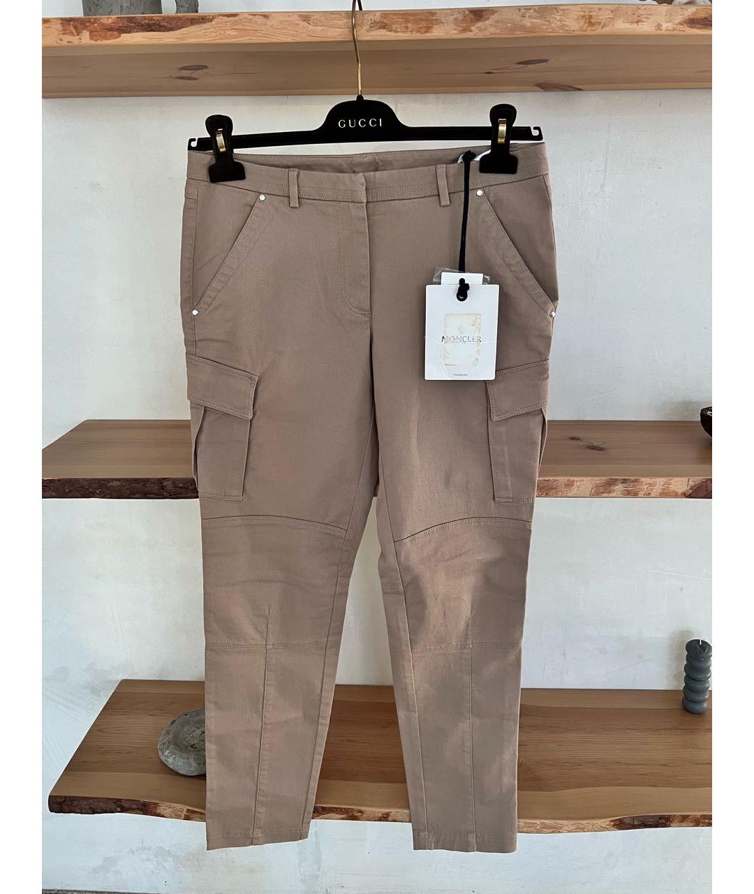 MONCLER Бежевые хлопковые брюки узкие, фото 2