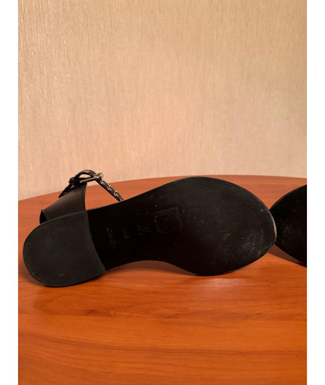 LOUIS VUITTON Черные кожаные сандалии, фото 5