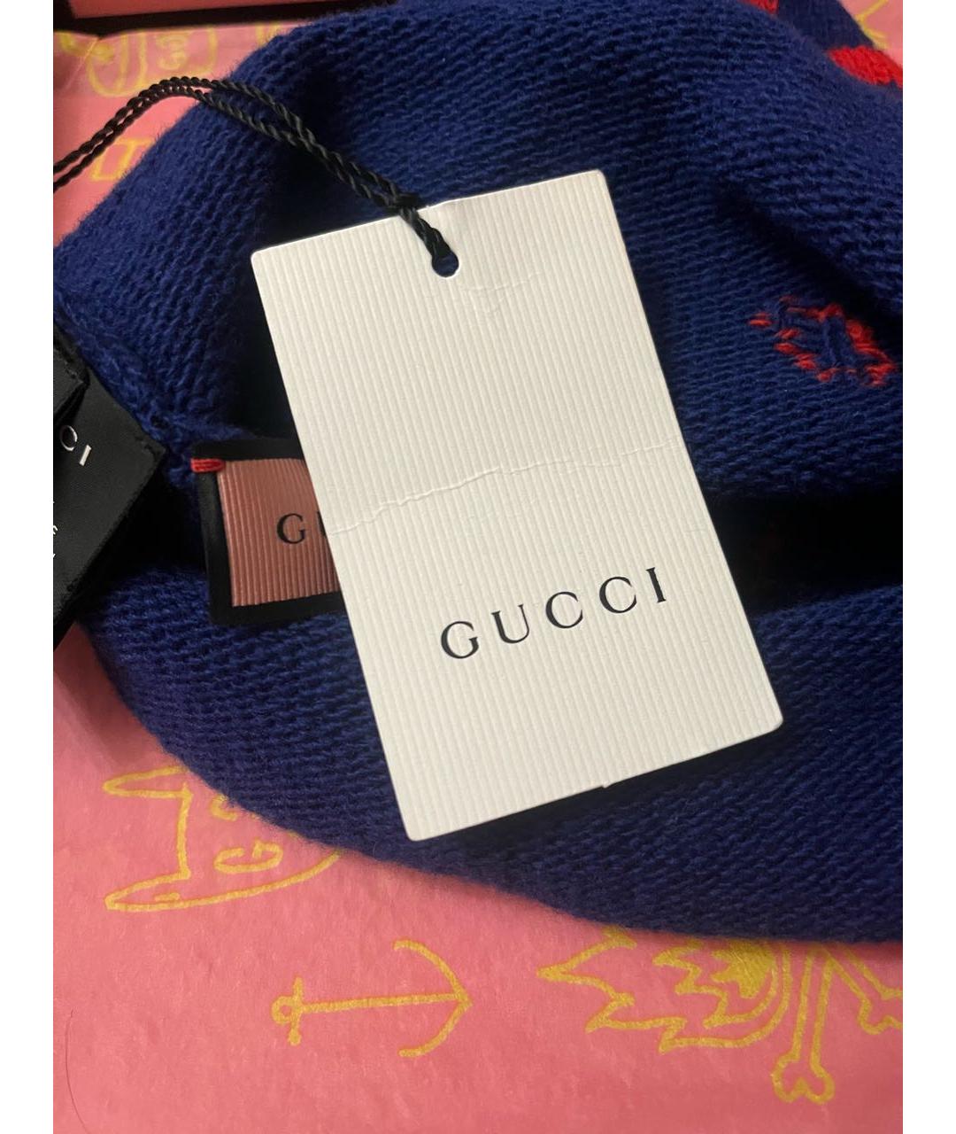 GUCCI Синяя шерстяная шапка, фото 8