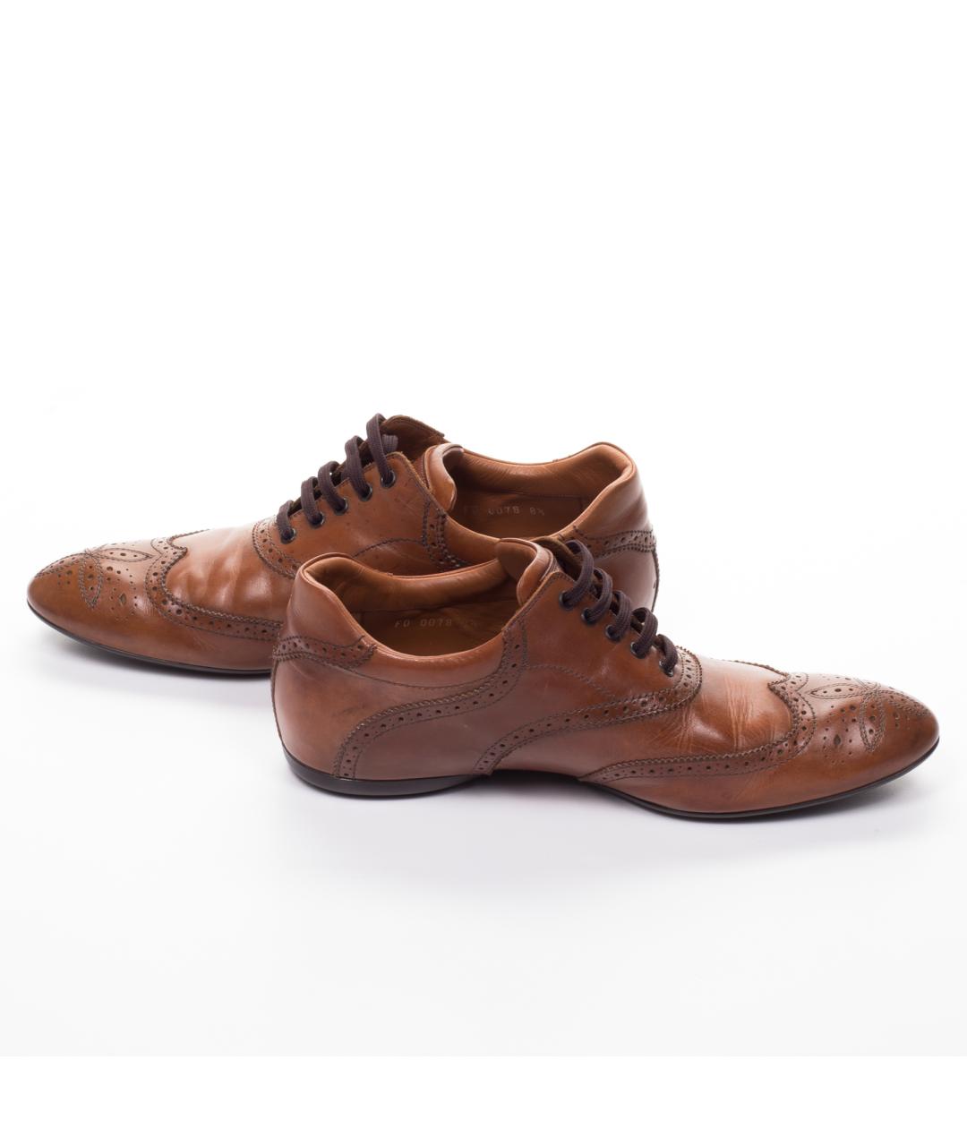 LOUIS VUITTON Коричневые кожаные низкие ботинки, фото 9