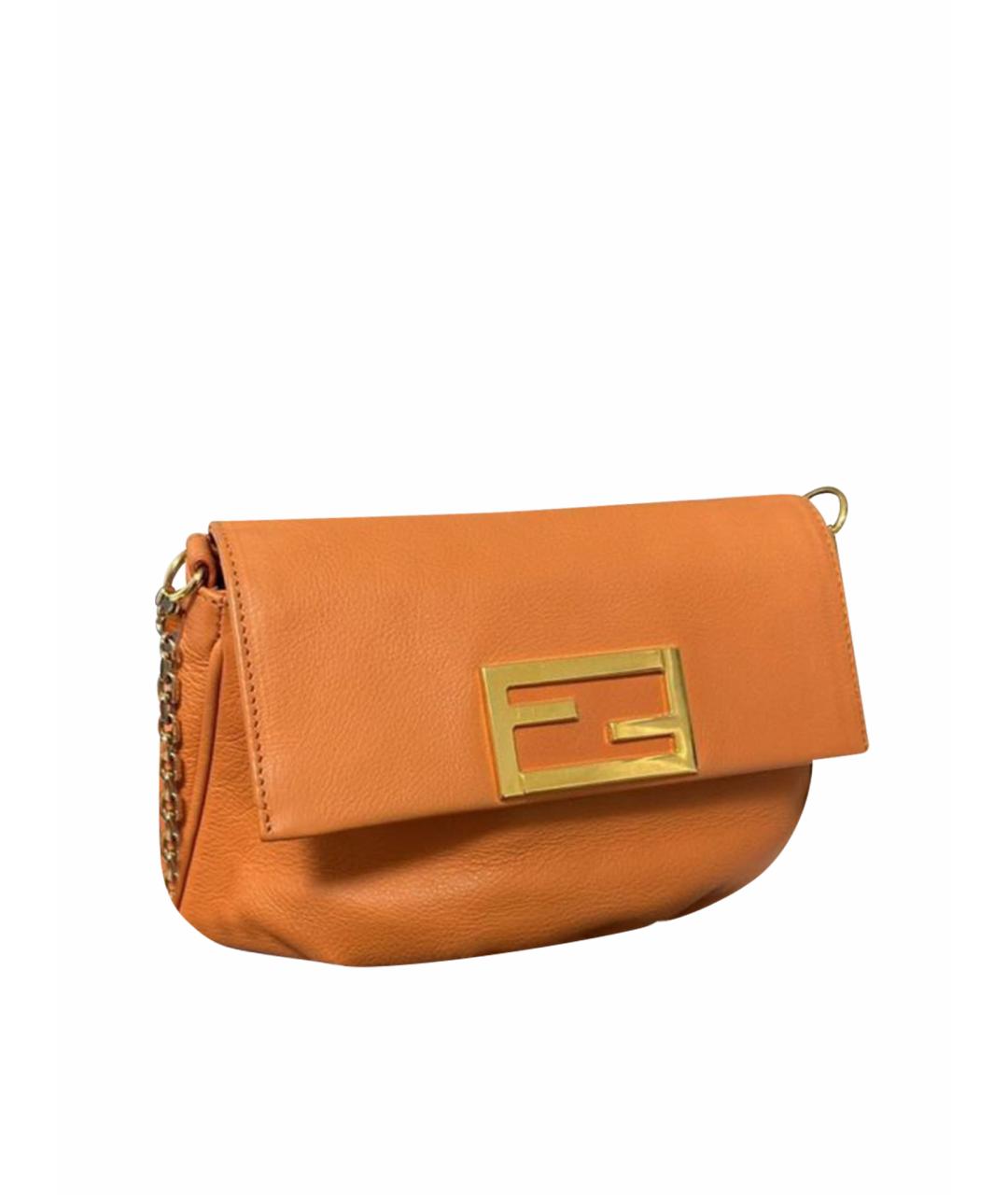 FENDI Оранжевая кожаная сумка через плечо, фото 1