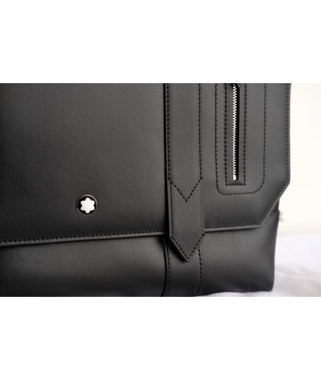 MONTBLANC Черный кожаный портфель, фото 3