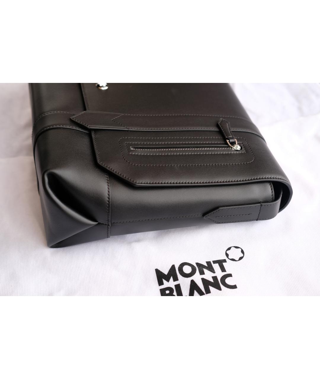 MONTBLANC Черный кожаный портфель, фото 4