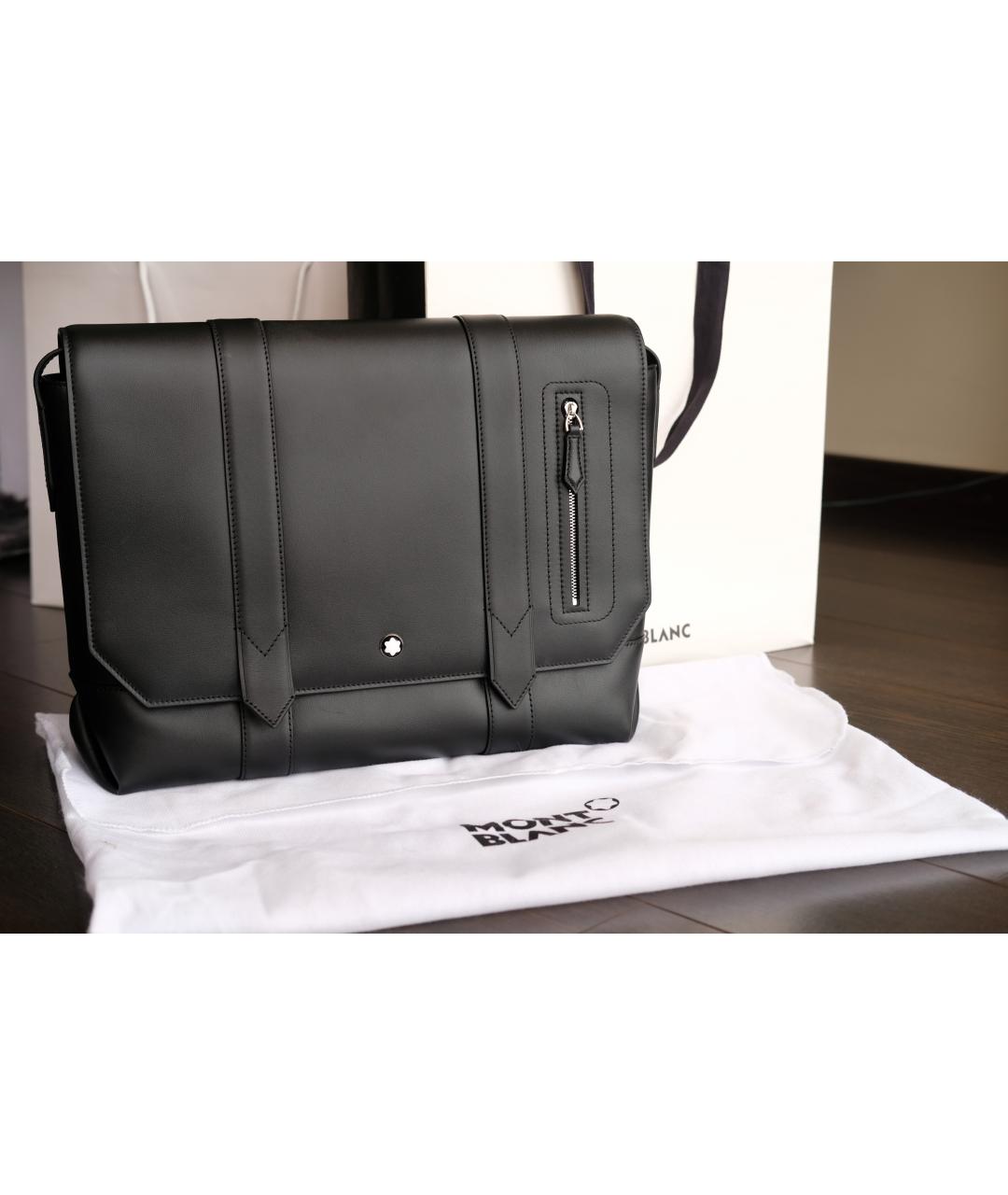 MONTBLANC Черный кожаный портфель, фото 2
