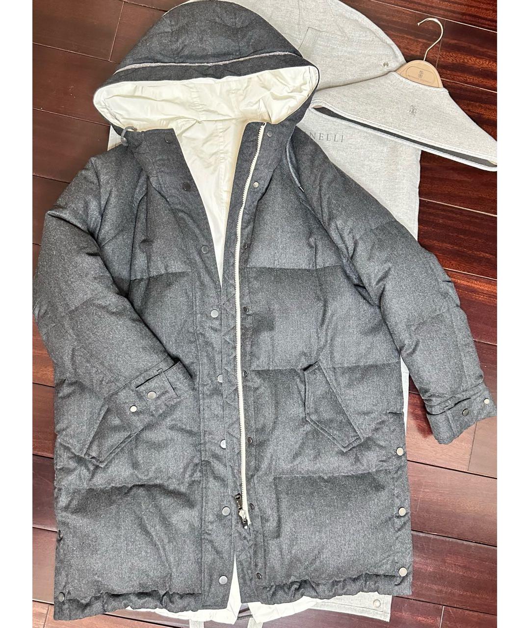 BRUNELLO CUCINELLI Серый кашемировый пуховик, фото 9