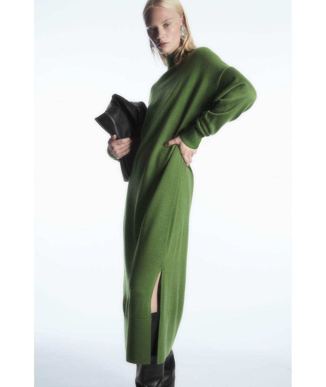 COS Зеленые шерстяное повседневное платье, фото 3