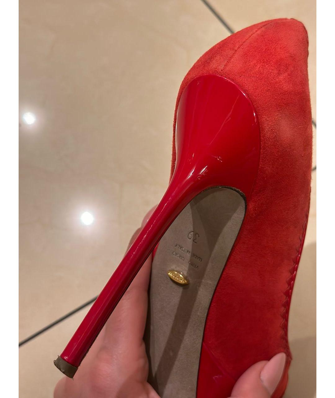 SERGIO ROSSI Красные замшевые туфли, фото 4