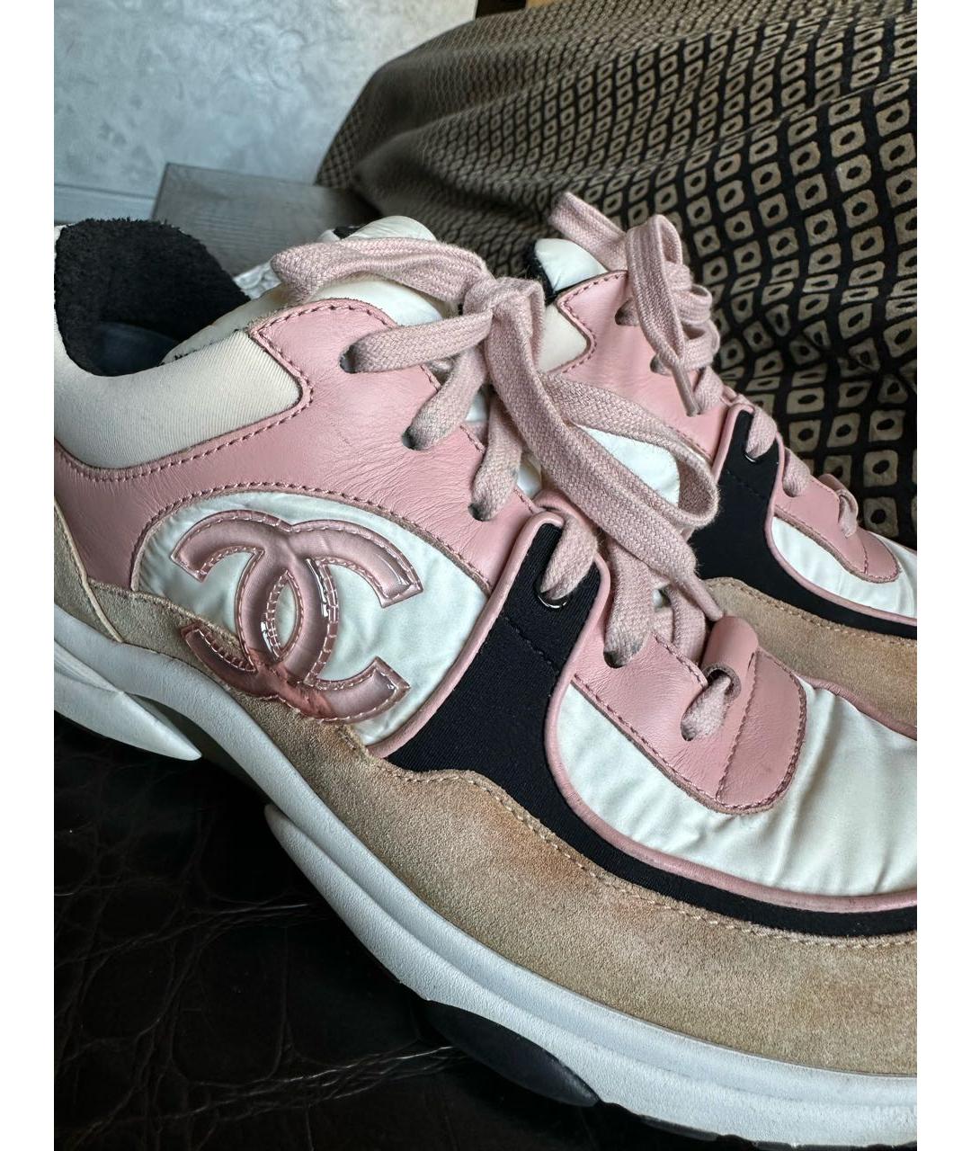 CHANEL PRE-OWNED Розовые замшевые кроссовки, фото 7