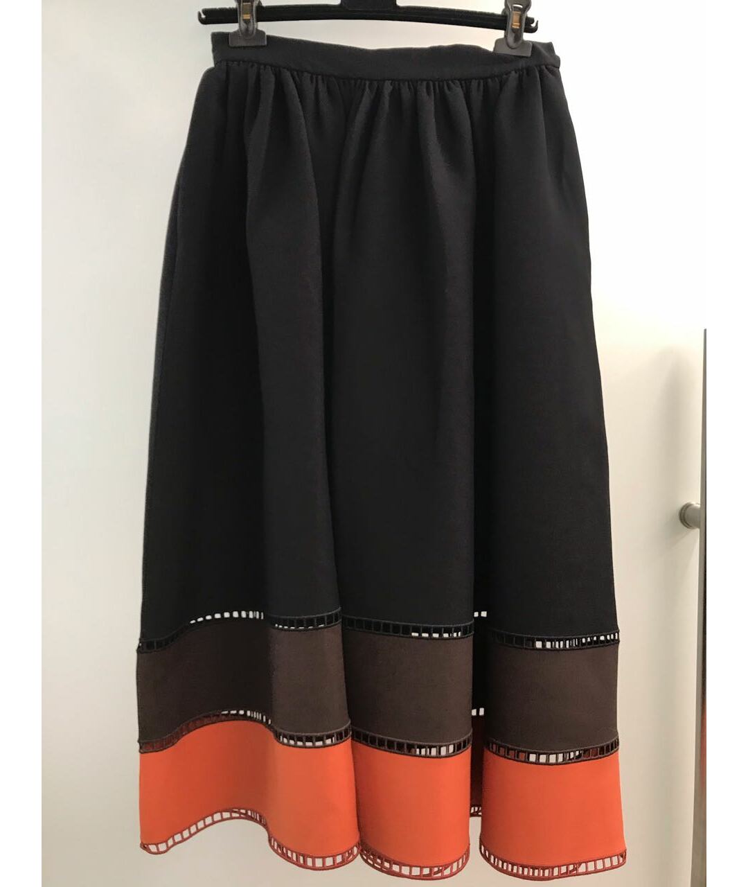 FENDI Черная вискозная юбка миди, фото 8