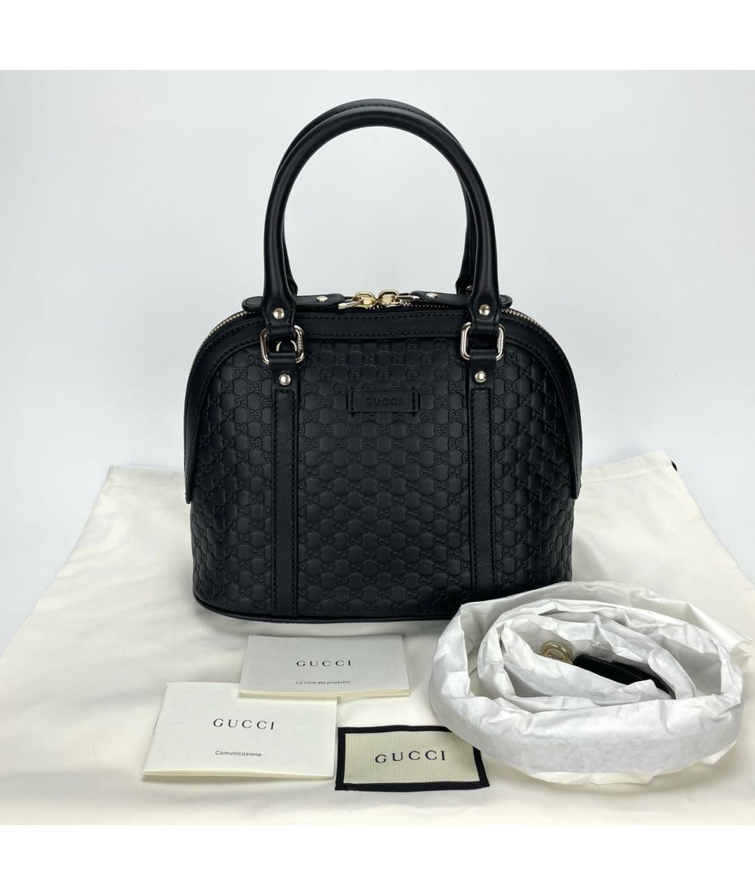 GUCCI Черная кожаная сумка с короткими ручками, фото 3