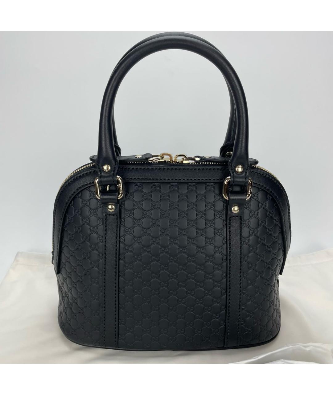 GUCCI Черная кожаная сумка с короткими ручками, фото 4